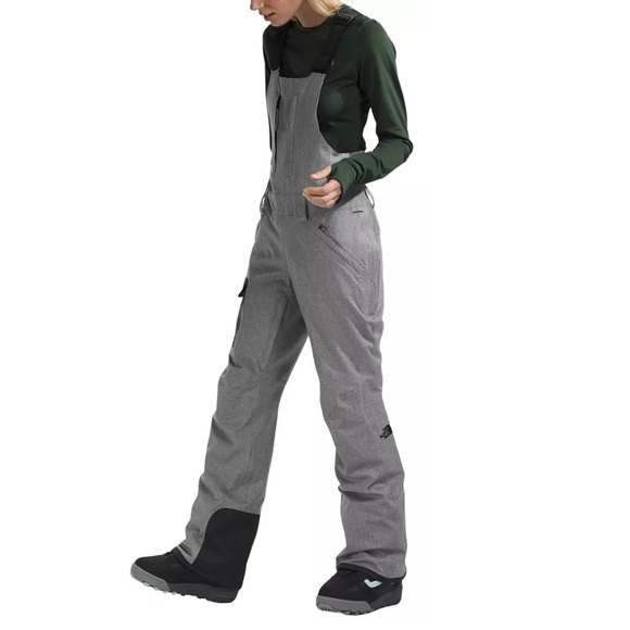 🦋THE NORTH FACE Freedom Insulated Bib Womens Pants Medium Grey Heather SzLarge - Picture 5 of 14